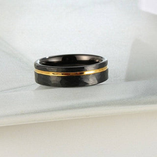 Tungsten Wedding Band in Two-Tone Black & Rose Gold
