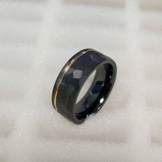 8mm Black & Rose Gold Faceted Tungsten Women's Wedding Band