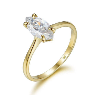14K Yellow Gold Marquise Cut Engagement Ring