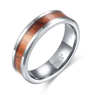 Tungsten Men's Wedding Band with Wood Inlay