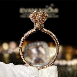 18K Rose Gold Round Cut Moissanite Engagement Ring