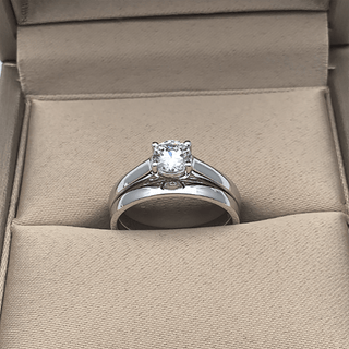 14k White Gold Round Moissanite Wedding Ring Set