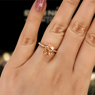 Round Cut Morganite Pink Engagement Ring