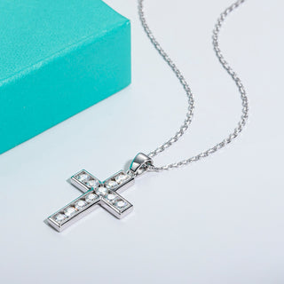 2.2 Cttw Moissanite Diamond  Cross Pendant Necklace