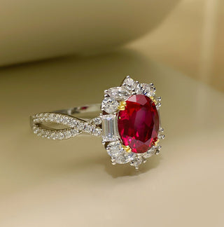 Oval Cut 1.0 ct Ruby Vintage Style Twisted Engagement Ring