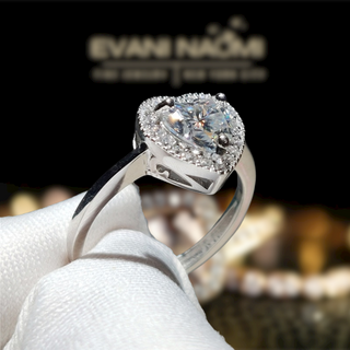 Heart Cut Moissanite with Halo Engagement Ring in White Gold