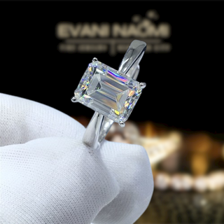 Platinum Engagement Ring with 2.0ct Emerald Cut Moissanite