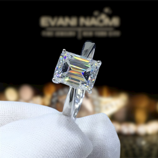 Platinum Engagement Ring with 2.0ct Emerald Cut Moissanite