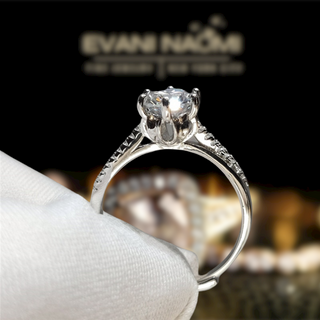 Elegant 1.0ct Moissanite Diamond White Gold Engagement Ring