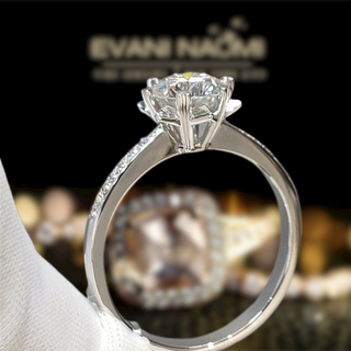 Round Moissanite Snowflake White Gold Engagement Ring