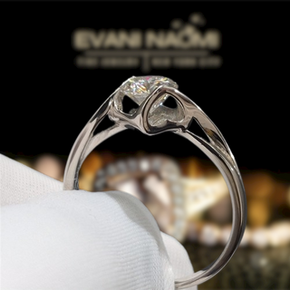 Round Moissanite Angel White Gold Engagement Ring