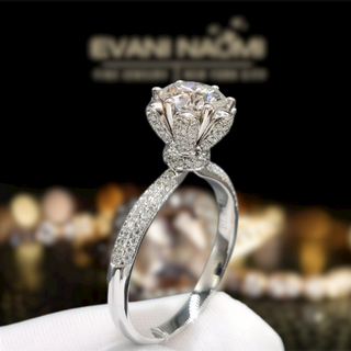 Snow Queen White Gold Engagement Ring with Moissanite