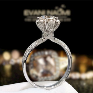 Snow Queen White Gold Engagement Ring with Moissanite