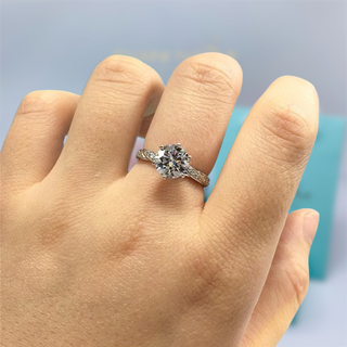 2.0ct Moissanite Twin Blossom Engagement Ring in White Gold