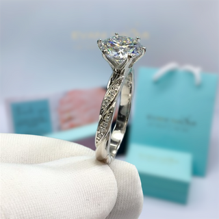 2.0ct Moissanite Twin Blossom Engagement Ring in White Gold