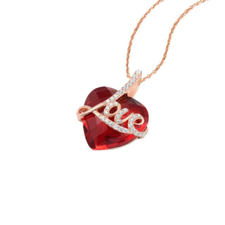 Red Created Stone Love Heart Pendant