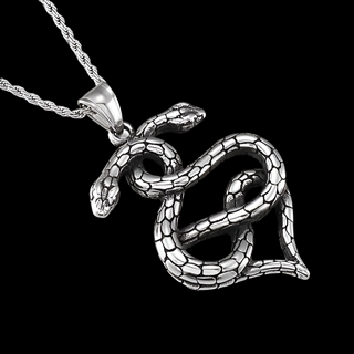 Gothic Double Snake Infinity Heart Necklace