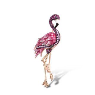 Rose Gold Flamingo with Diamond Brooch