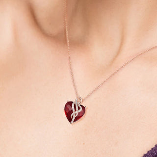 Red Stones Diamond Heart Pendant