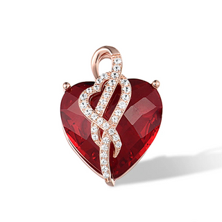 Red Stones Diamond Heart Pendant