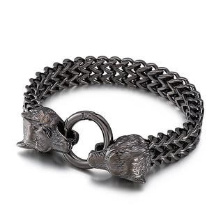 Rock Viking Wolf Charm Bracelet