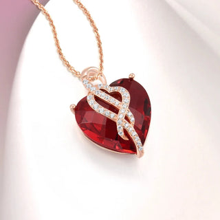 Red Stones Diamond Heart Pendant