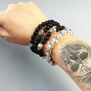 Rebel Skull Bead Gothic Bracelet