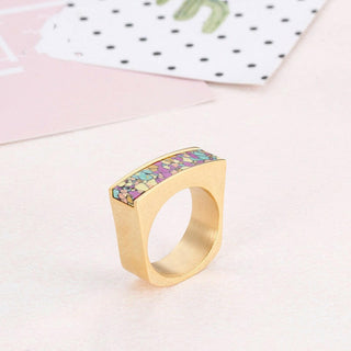 New Bohemia Colorful Stone Rings For Women 2022 Stainless Steel Anillos Mujer Gold 8mm Width Crystal Finger Rings Jewelry Gifts-Evani Naomi Jewelry