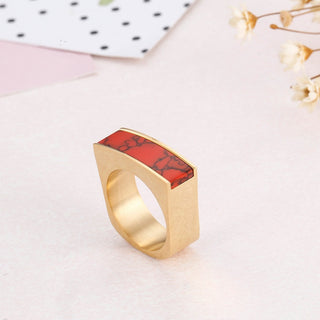 New Bohemia Colorful Stone Rings For Women 2022 Stainless Steel Anillos Mujer Gold 8mm Width Crystal Finger Rings Jewelry Gifts