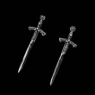 Ornamented Sword Diamond Drop Earrings