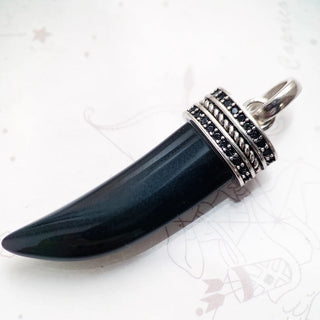 Black Stone and Tooth Gothic Pendant