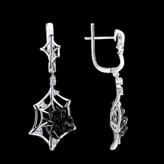 Spider and Cobweb Dangle Earrings