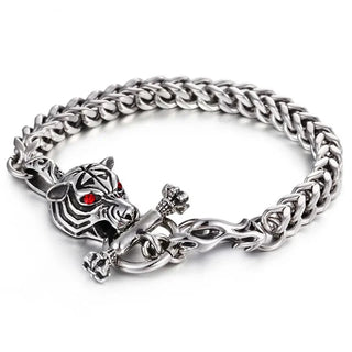 Red Eyes Tiger and Leopard Head Gothic Bracelet