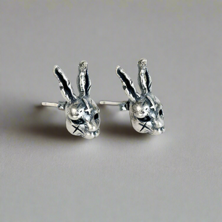 Gothic Vintage Cross Bunny Stud Earring