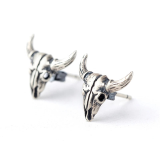 Sheep Head Skeleton Gothic Style Stud Earrings