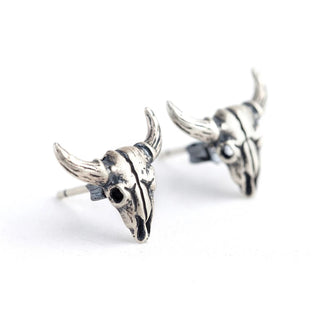 Sheep Head Skeleton Gothic Style Stud Earrings