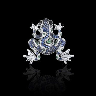 Sparkling Multi-Color Lovely Blue Frog Brooch