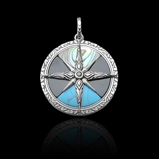 Turquoise Compass Vintage Pendant