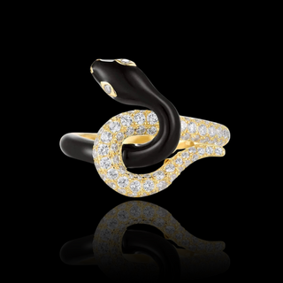 Sparkling Stone Enamel Glamorous Snake Ring