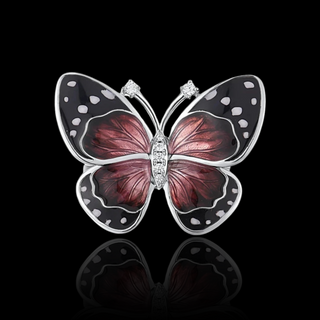 Black & Red Enamel Butterfly Ring