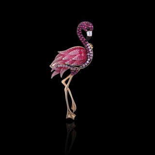 Rose Gold Flamingo with Diamond Brooch