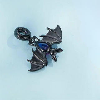 Cool Black Bat with Rainbow Pear-Cut Stone Charm