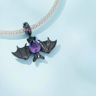 Cool Black Bat with Rainbow Pear-Cut Stone Charm