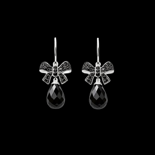 Black Diamond Bow Knot Water Drop Earrings