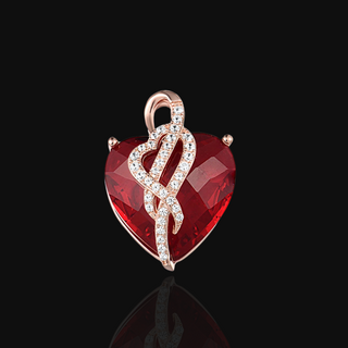 Red Stones Diamond Heart Pendant