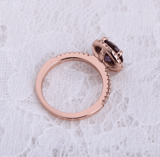 Round 2.0ct Amethyst Purple Diamond Engagement Ring with Halo
