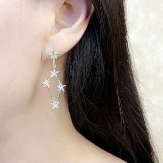 Golden Dreamlike Stars Drop Earrings