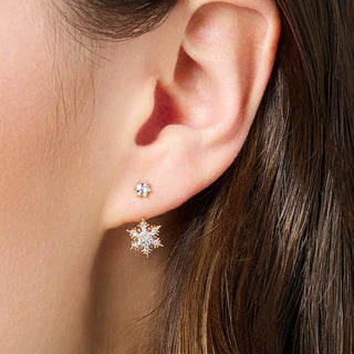 Rose Gold Snowflake Diamond Earrings