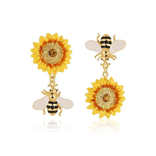 Bee and Sunflower Earrings