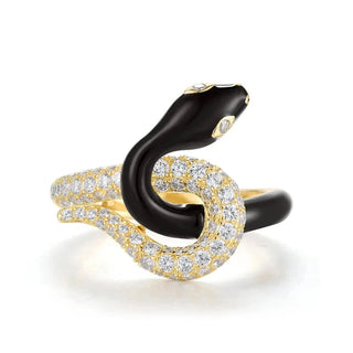 Sparkling Stone Enamel Glamorous Snake Ring